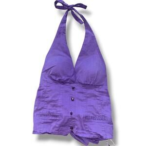 Y2K Washed Purple Corset Halter Top large